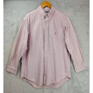 Vintage Polo Ralph Lauren Shirt Mens XL 16.5 Faded Red Blue Striped Retro Oxford
